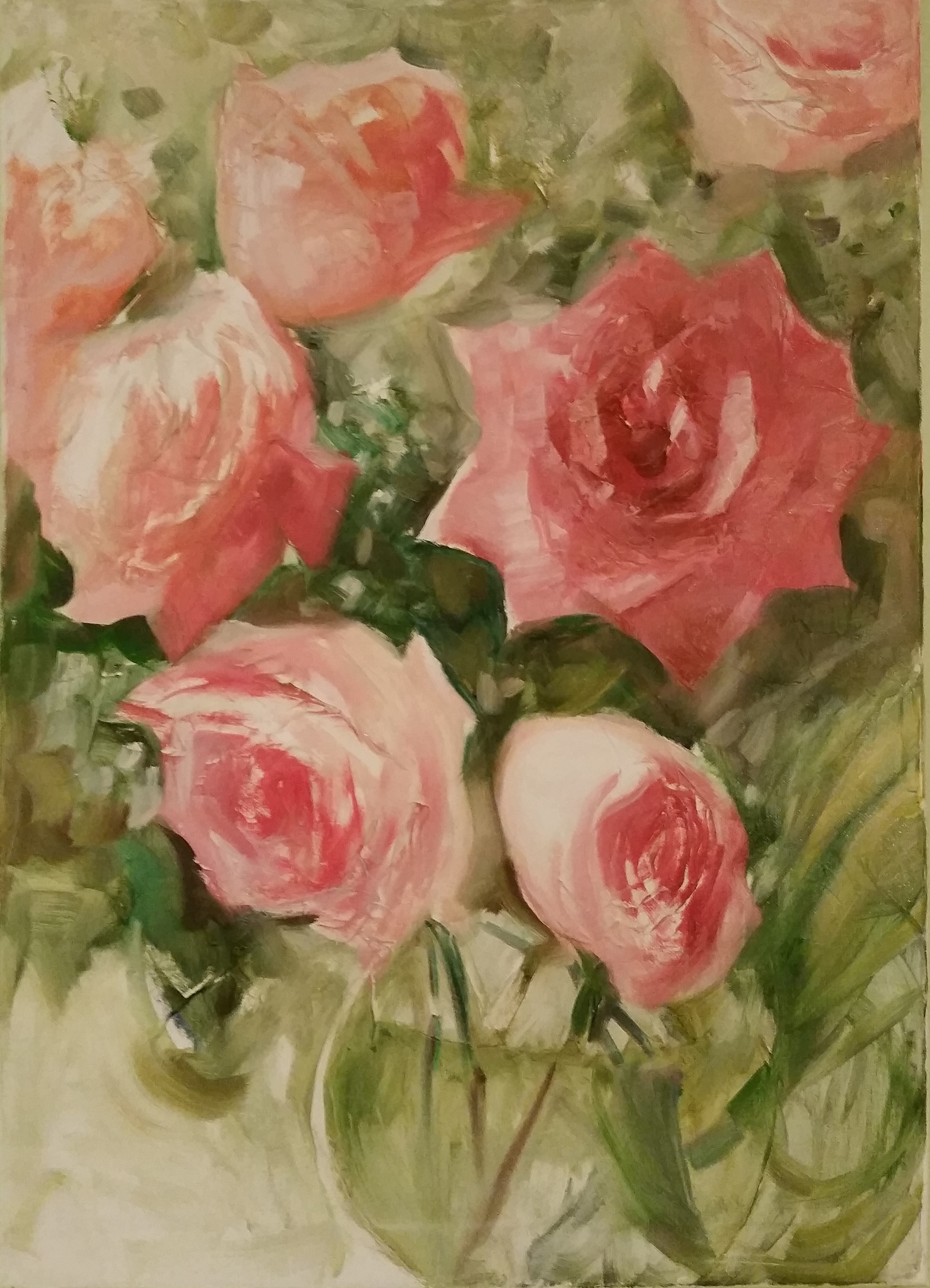 Rosen in der Vase, Öl