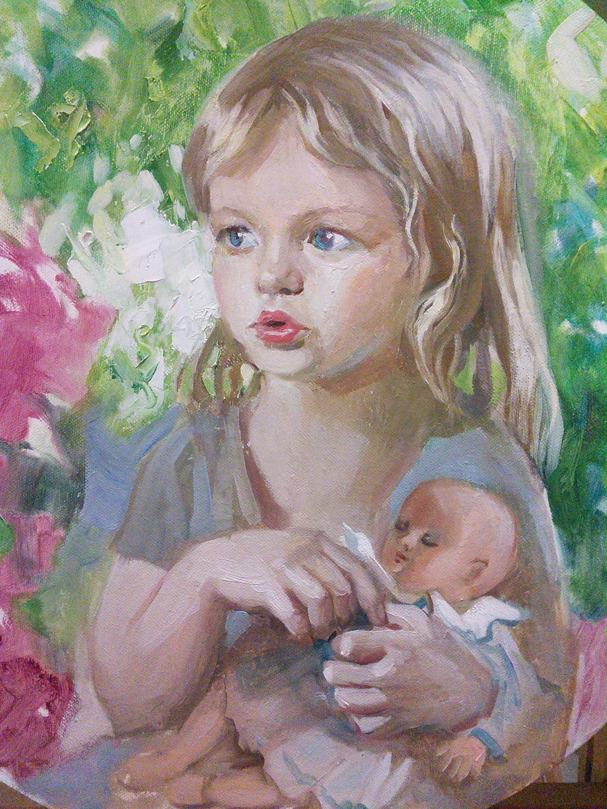 Kind mit Puppe, Auftragsarbeit